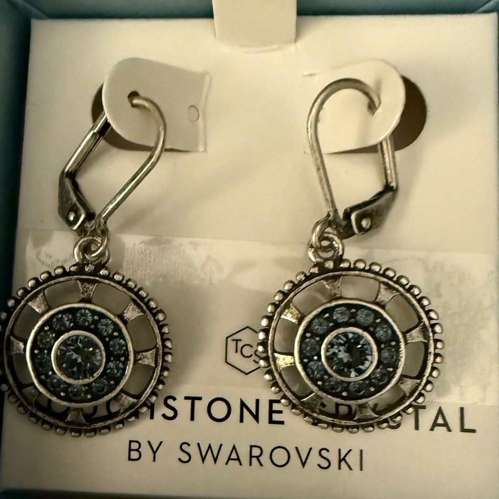 Touchstone Crystal Denim Medallion Earrings - 4063EF